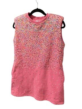 Queen of Sparkles Pink Sleeveless Mini Dress With Shoulder Pads Size XL